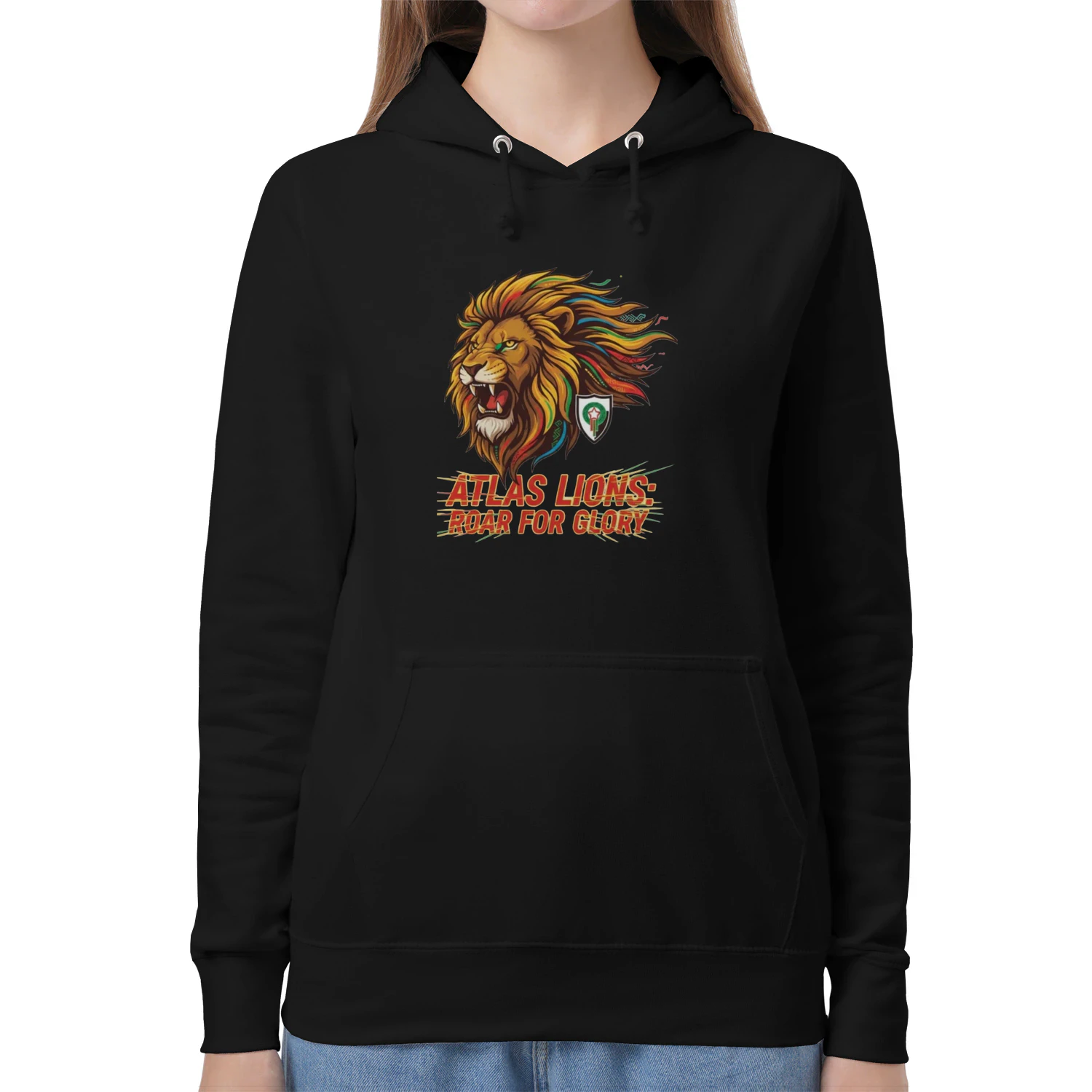 🌟 Atlas Lions Hoodie – Morocco Roar For Glory Football Tee
