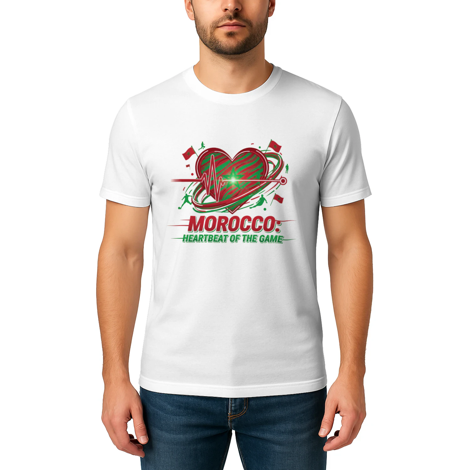 Morocco Football T-Shirts – Heartbeat of the Game Fan Tee