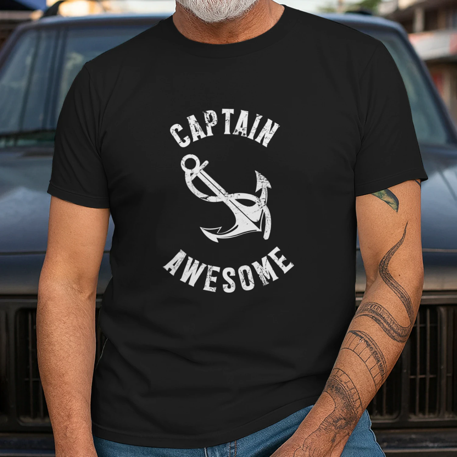  Captain Awesome T-Shirt – Funny Nautical Gift for Boat Captains, Sailors & Anchor Lovers