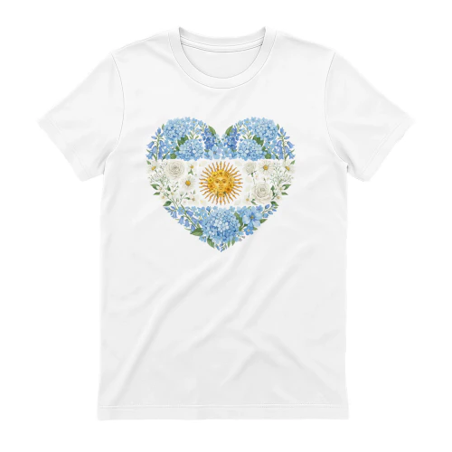 Argentina Floral Heart T-Shirt |Argentina Flag Flower Graphic Tee  