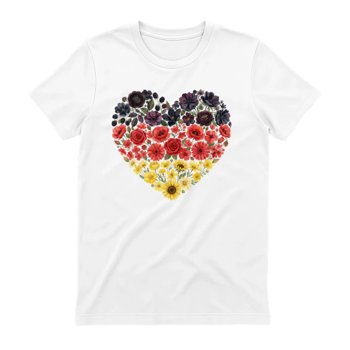 Germany deutschland Floral Heart T-Shirt |Germany Flag Flower Graphic Tee  