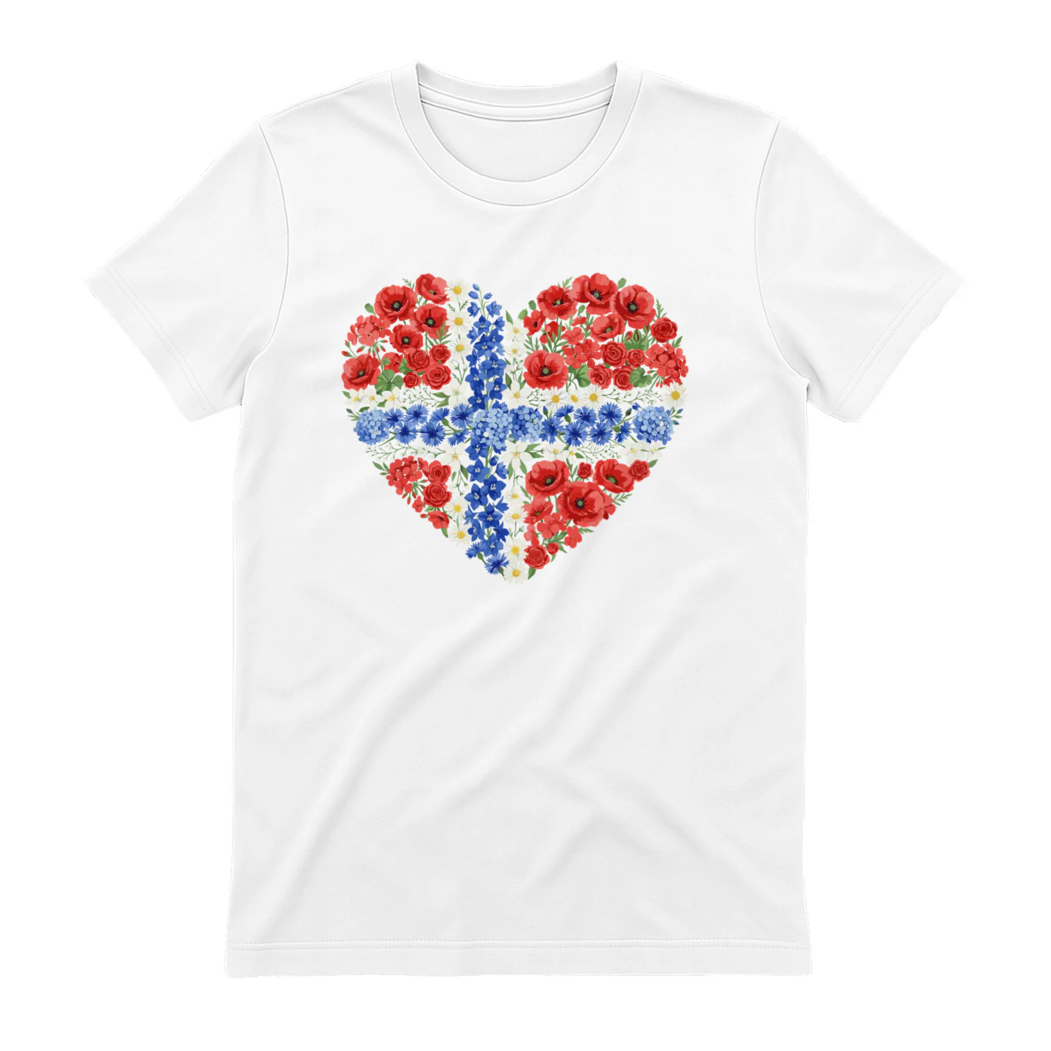 Norway Floral Heart T-Shirt |Norway Flag Flower Graphic Tee  