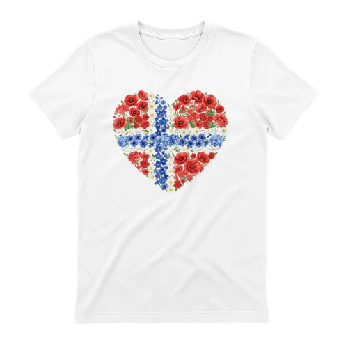Norway Floral Heart T-Shirt |Norway Flag Flower Graphic Tee  