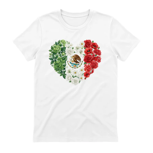 mexico Floral Heart T-Shirt |mexico Flag Flower Graphic Tee  