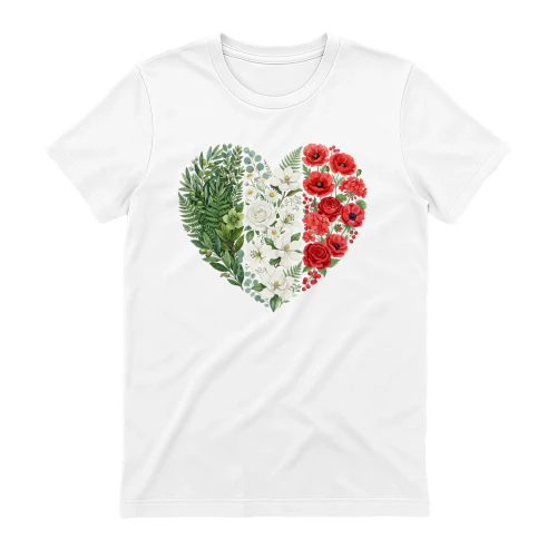 Italy Floral Heart T-Shirt |Italy Flag Flower Graphic Tee  