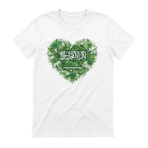 Saudi Arabia Floral Heart T-Shirt |Saudi Arabia Flag Flower Graphic Tee  