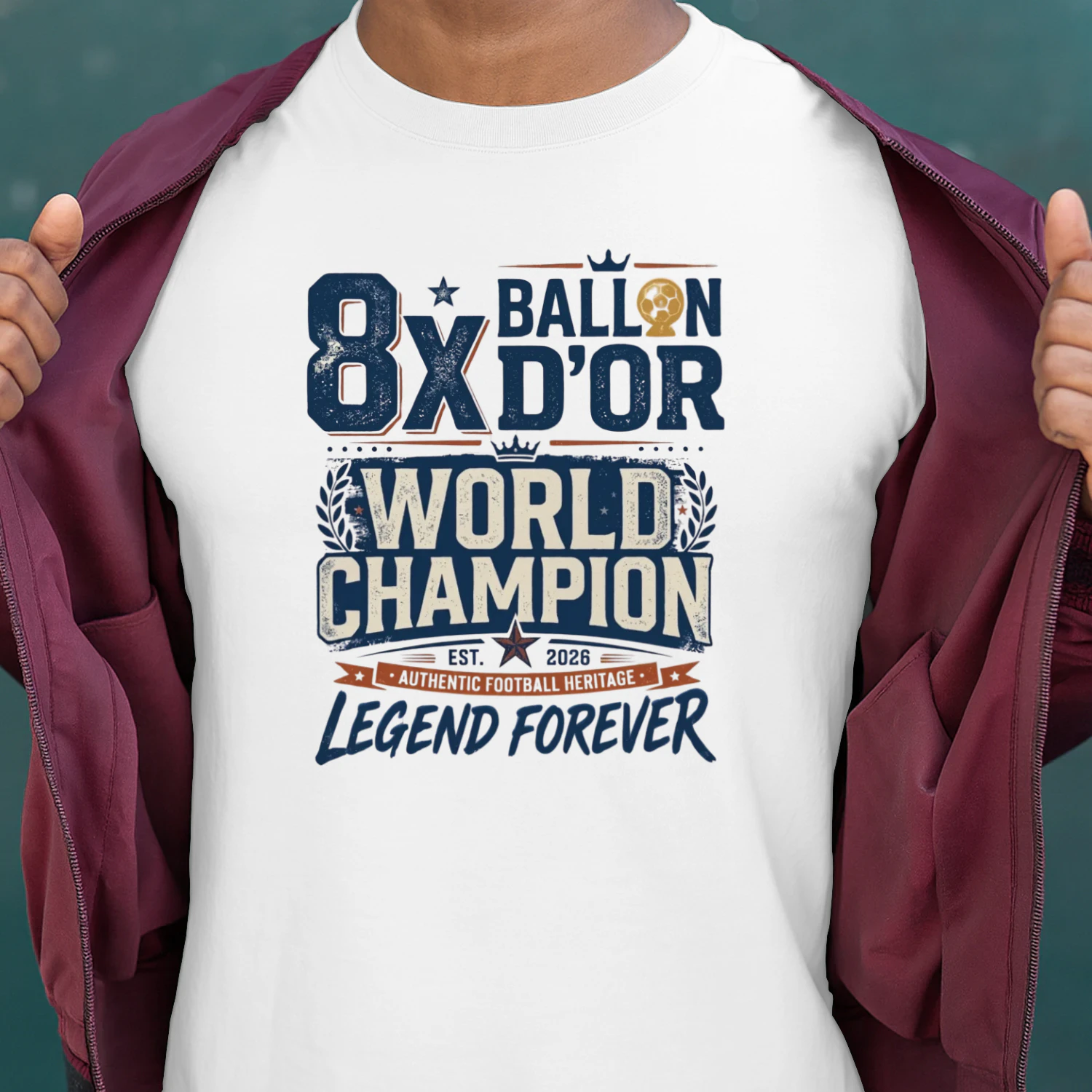 8X Ballon d'Or World Champion Legend Forever Football Graphic T-Shirt