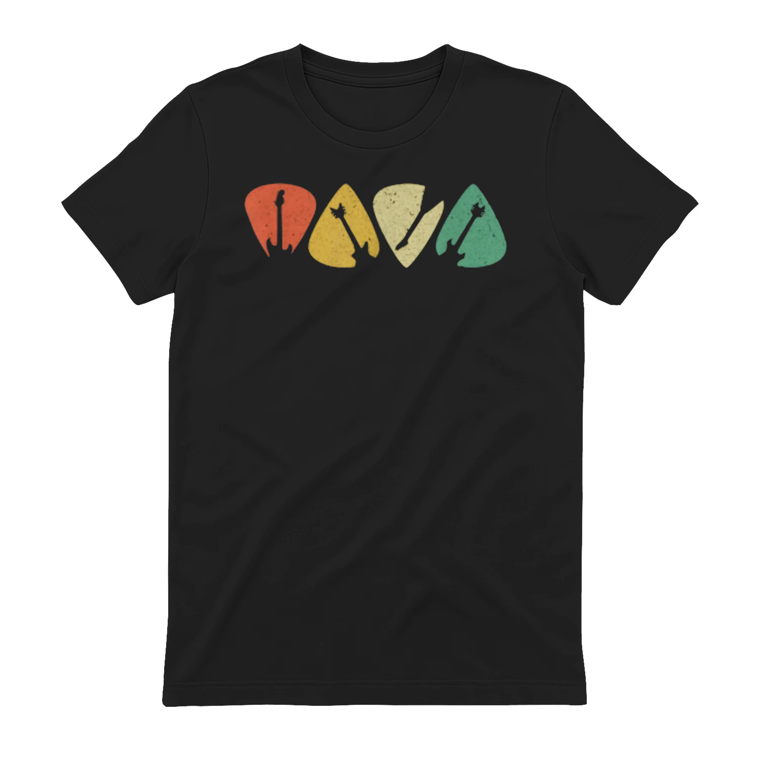 Vintage Guitar Pick Rock Tee for Women – Retro Music Lover Black