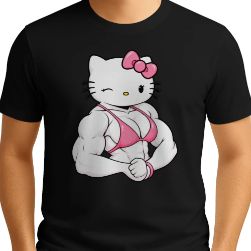 Muscle Cat Girl – Funny Pink Fitness Cat Graphic💪🐱