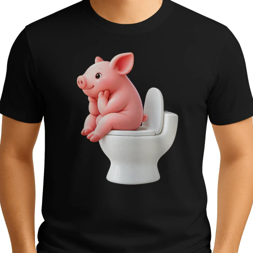 Funny Pig on Toilet – Cute & Hilarious Bathroom Humor Graphic 🐷🚽 - Copy