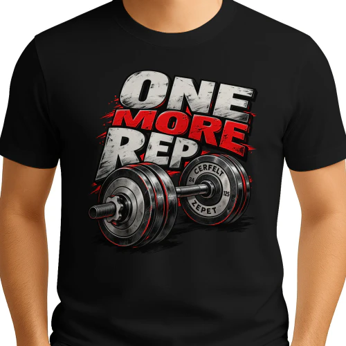 One More Rep – Gym Motivation & Weightlifting Graphic 💪