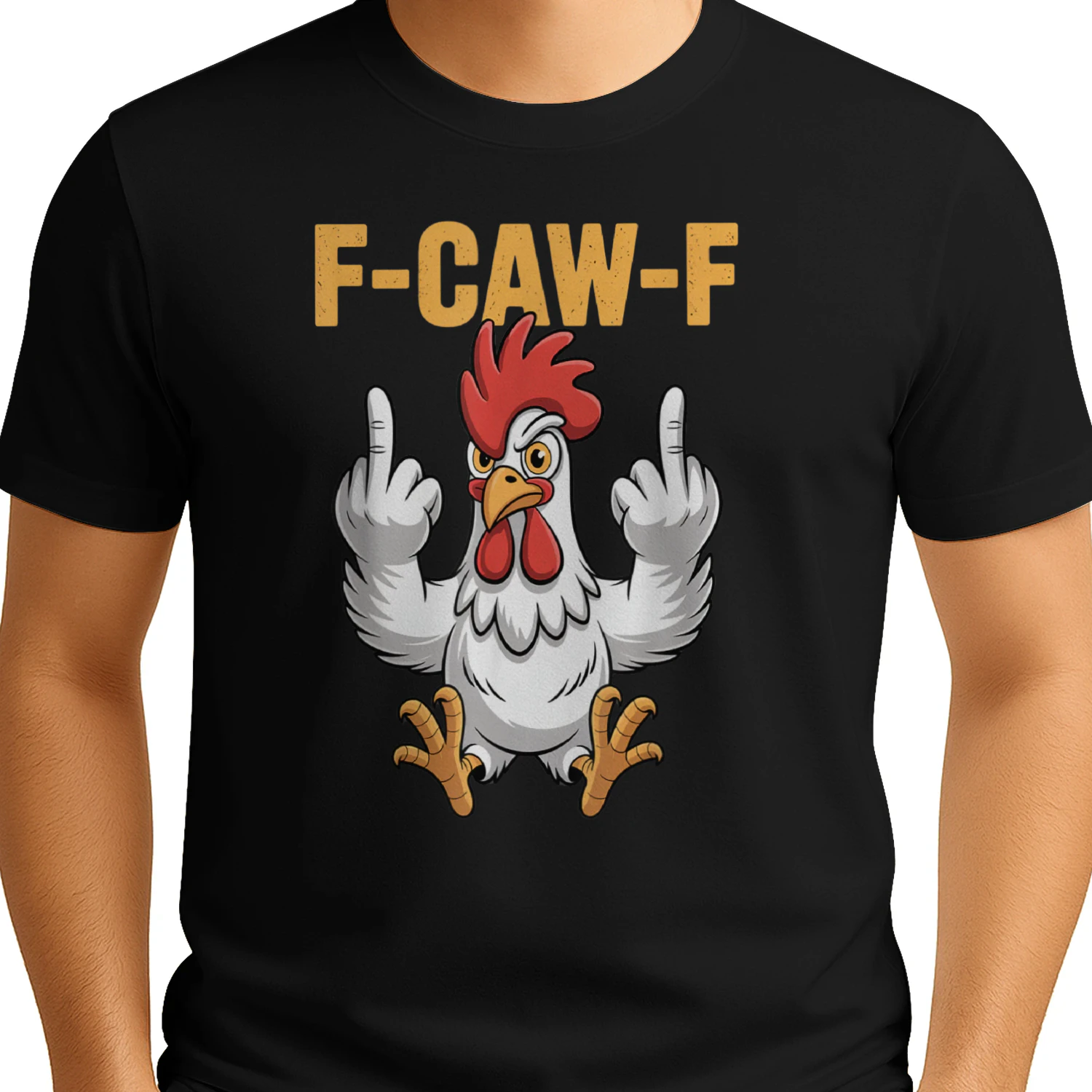 Retro F-CAW-F Chicken Meme Tee Funny Rooster