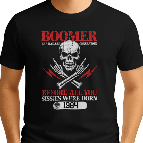 Boomer Generation Custom Year T-Shirt – Vintage Skull Edition