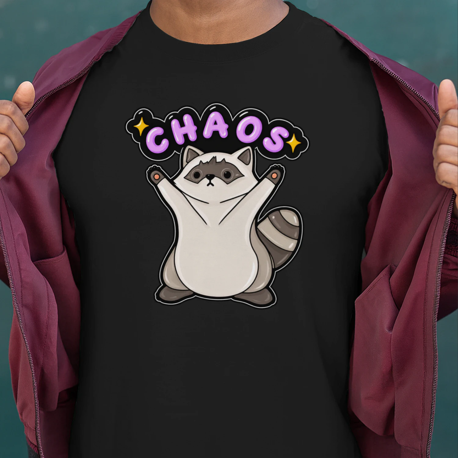 Chaos Raccoon – Cute Funny Raccoon Graphic💜🦝