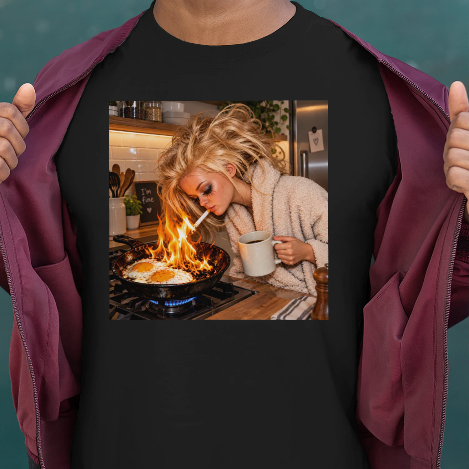 I’m Fine… Everything Is Fine – Funny Kitchen Chaos Graphic