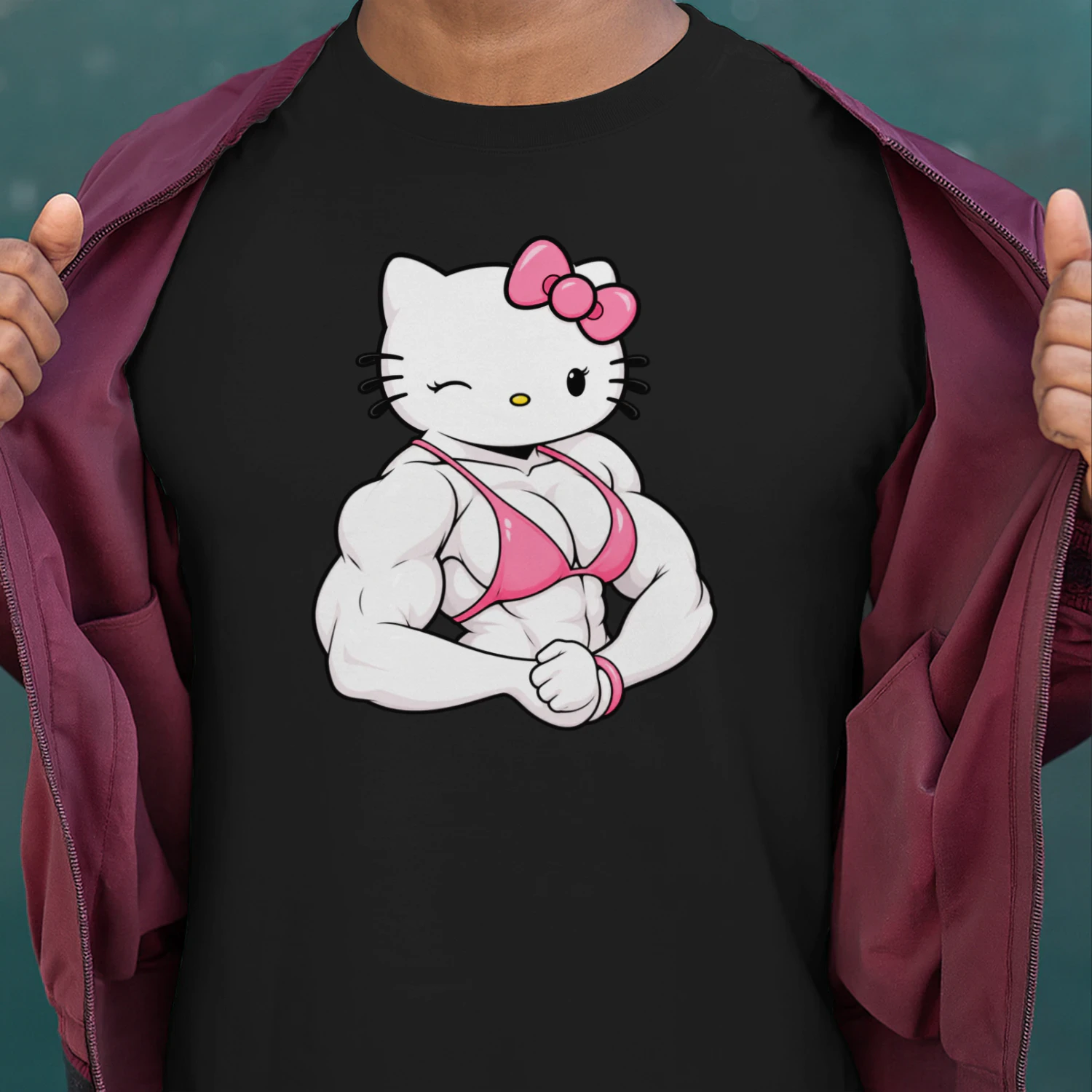 Muscle Cat Girl – Funny Pink Fitness Cat Graphic💪🐱