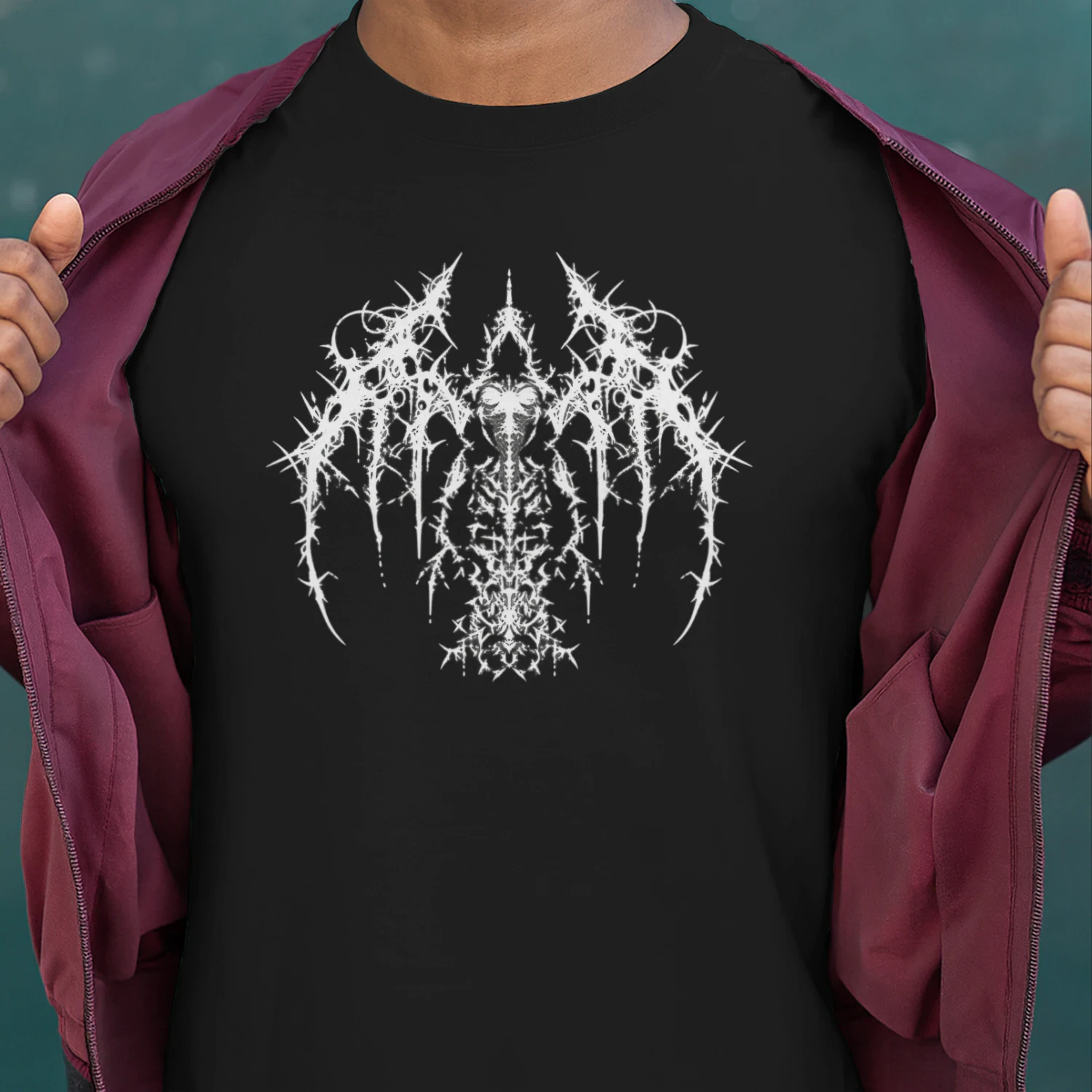 Dark Gothic Demon – Black Metal Skull & Tribal Graphic