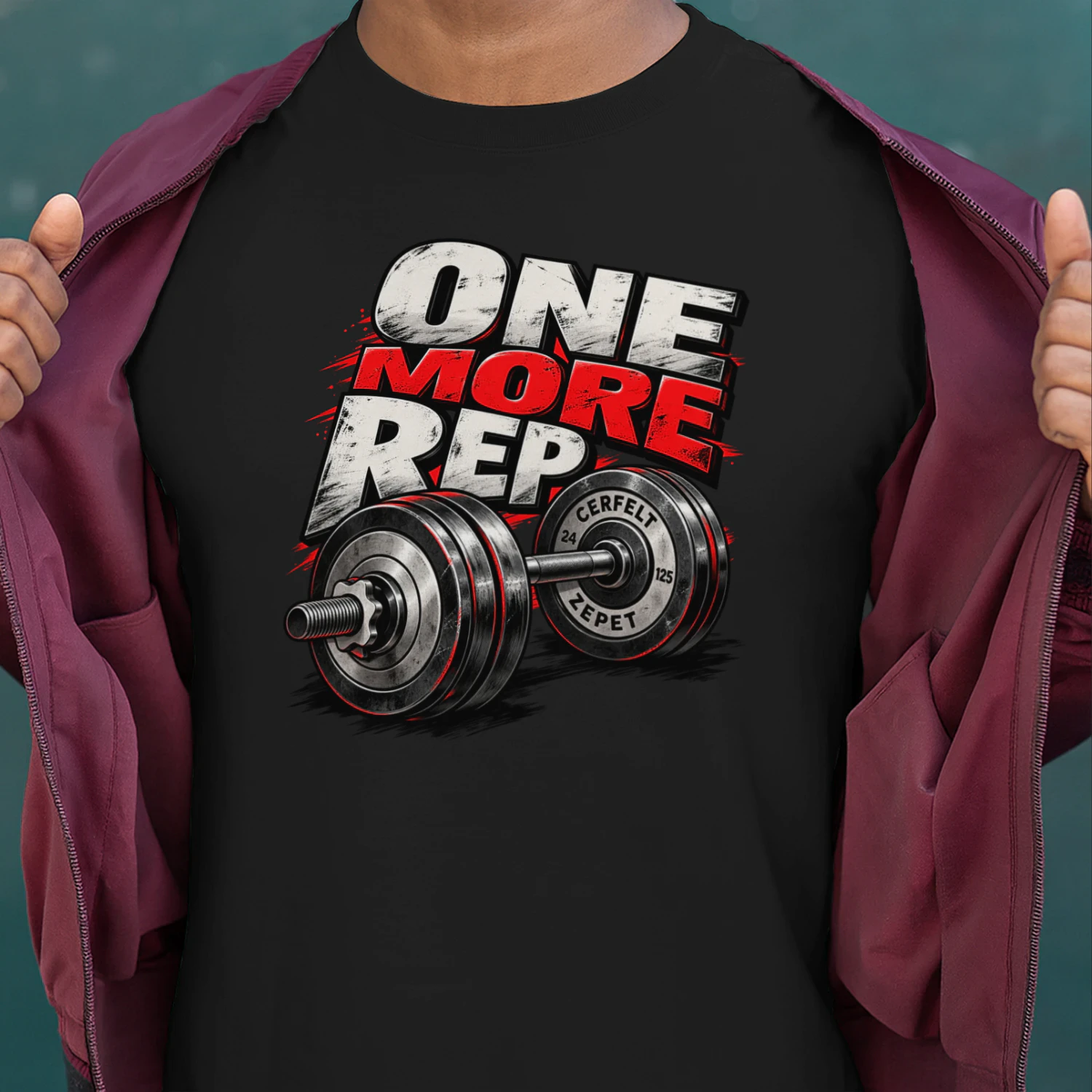 One More Rep – Gym Motivation & Weightlifting Graphic 💪
