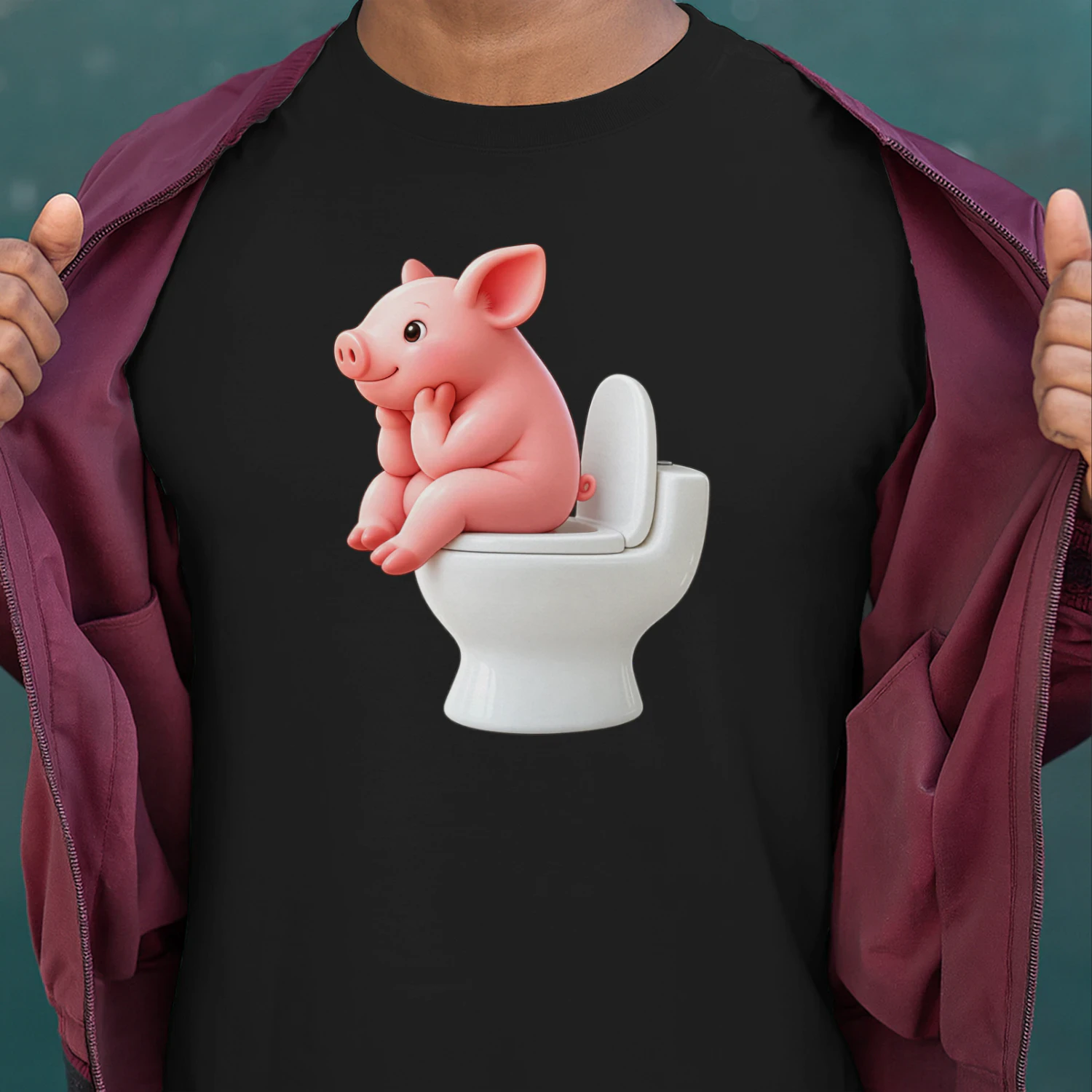 Funny Pig on Toilet – Cute & Hilarious Bathroom Humor Graphic 🐷🚽 - Copy