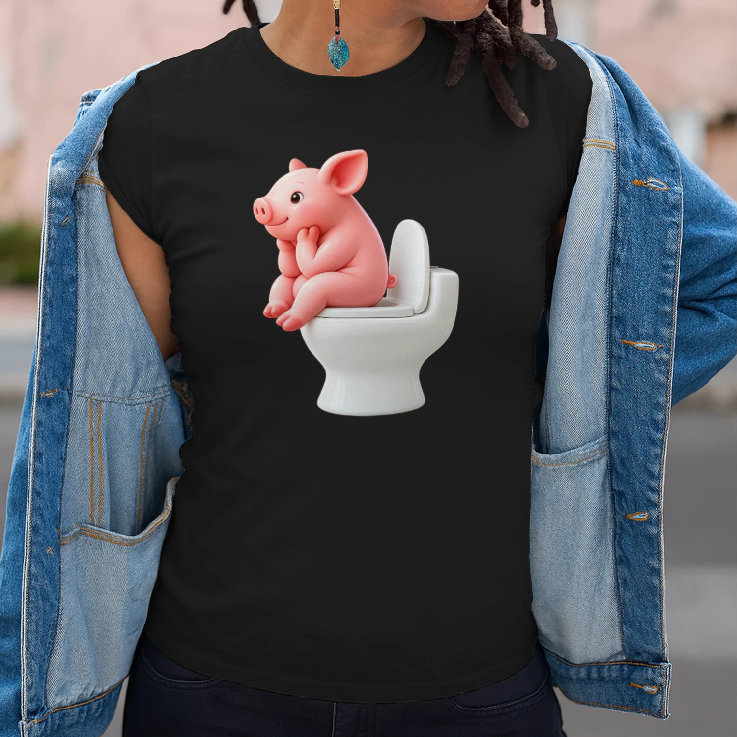 Funny Pig on Toilet – Cute & Hilarious Bathroom Humor Graphic 🐷🚽 - Copy