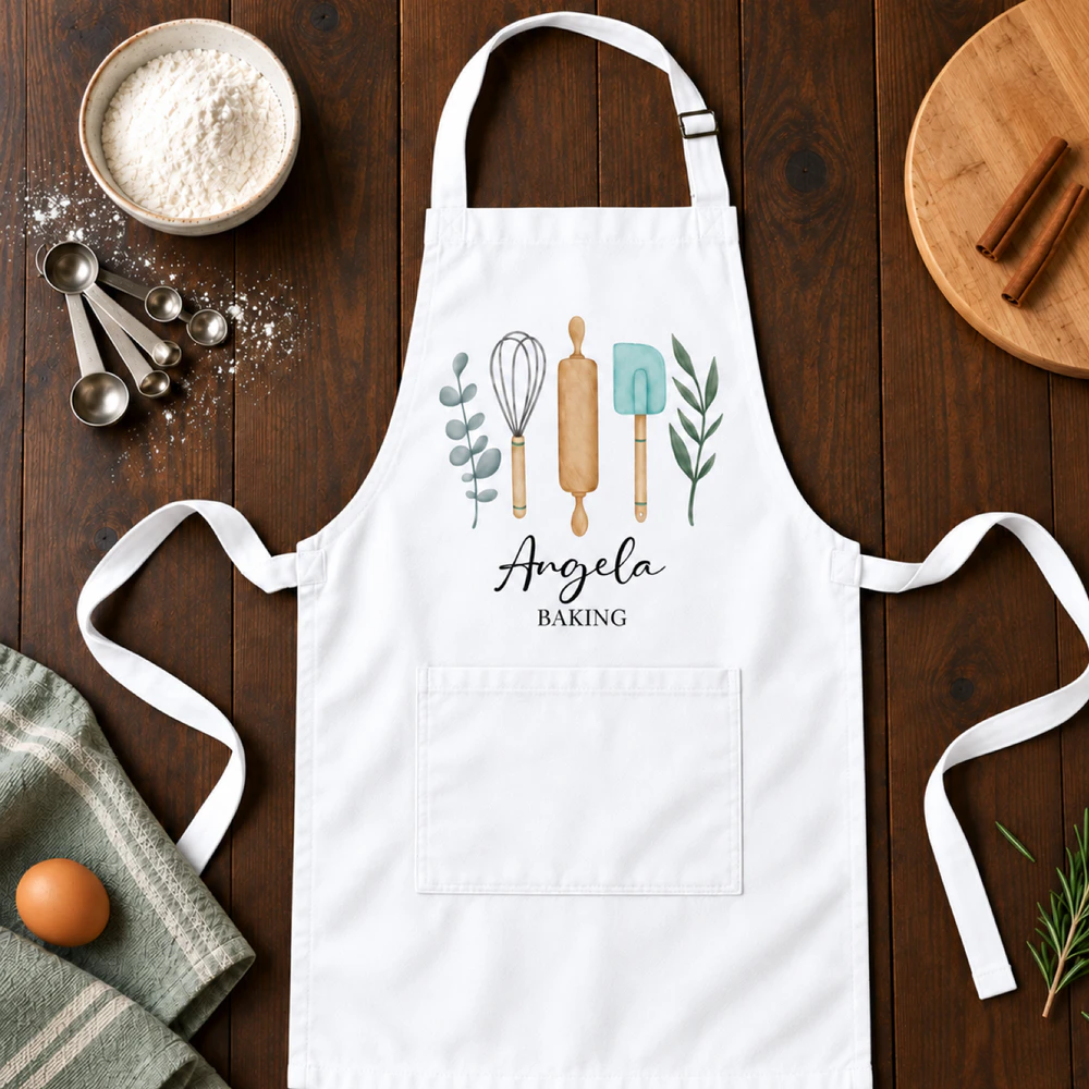 Personalized Name & Custom Text Kitchen Apron with Pocket