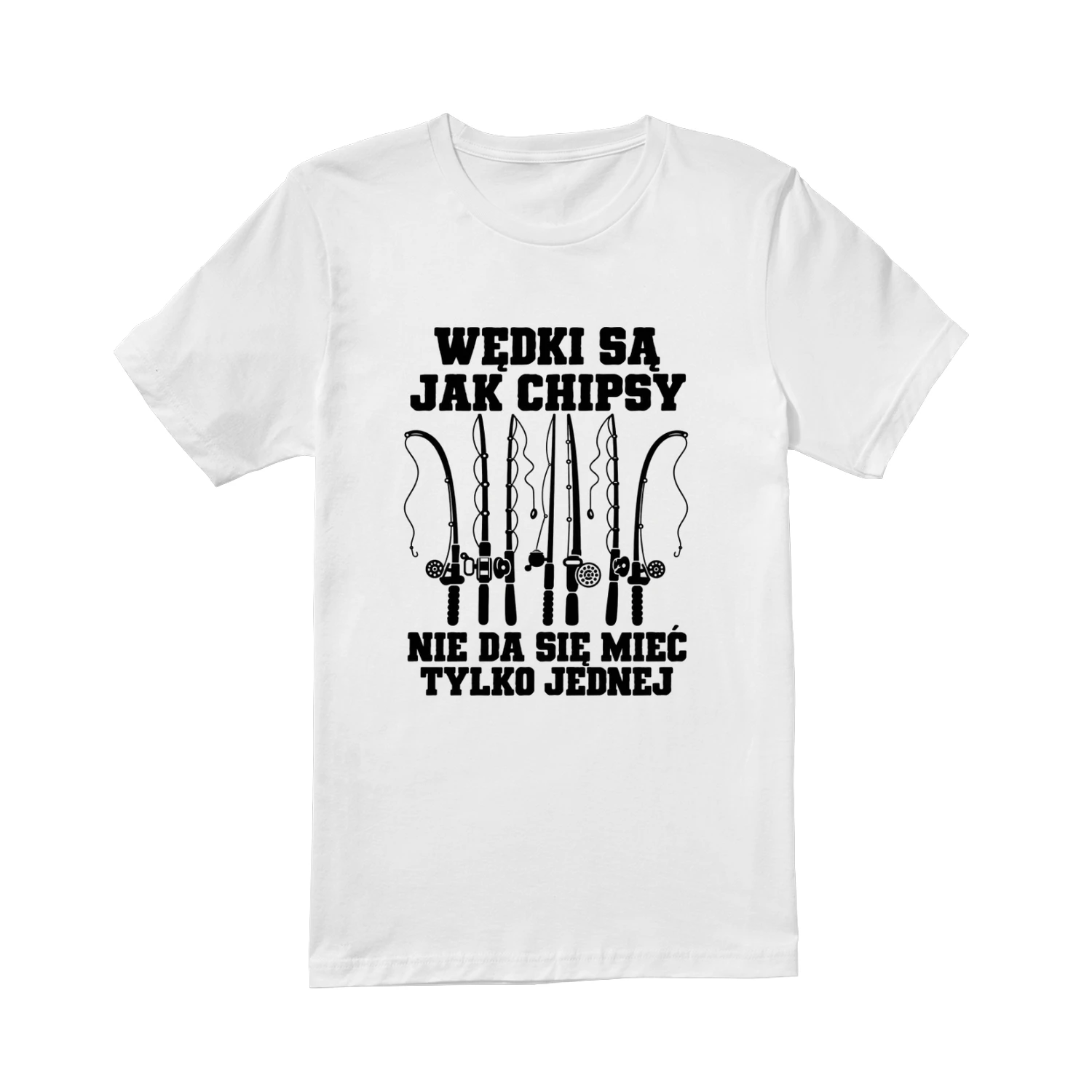Wędki Są Jak Chipsy Koszulka, Nie Da Się Mieć Tylko Jednej, Śmieszny T-Shirt Wędkarski, Humor dla Wędkarza, Prezent dla Taty i Miłośnika Łowienia Ryb