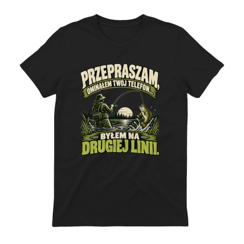 Przepraszam Ominąłem Twój Telefon Byłem na Drugiej Linii Koszulka, Śmieszny T-Shirt Wędkarski, Humor dla Wędkarza, Vintage Wędkarstwo, Prezent dla Taty i Miłośnika Ryb