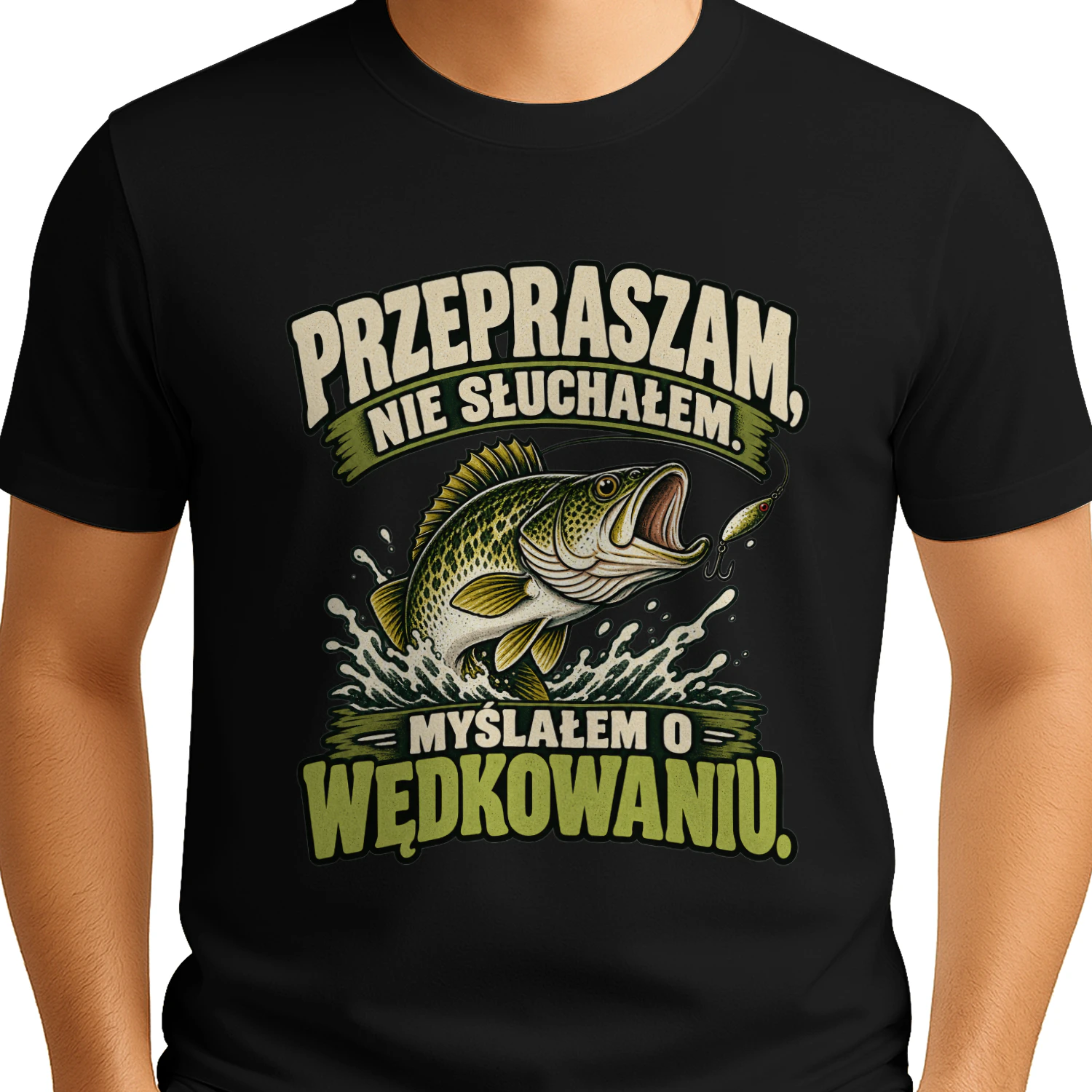 Przepraszam Nie Słuchałem Myślałem o Wędkowaniu Koszulka, Śmieszny T-Shirt Wędkarski, Vintage Ryba, Humor dla Wędkarza, Prezent dla Taty i Miłośnika Łowienia Ryb