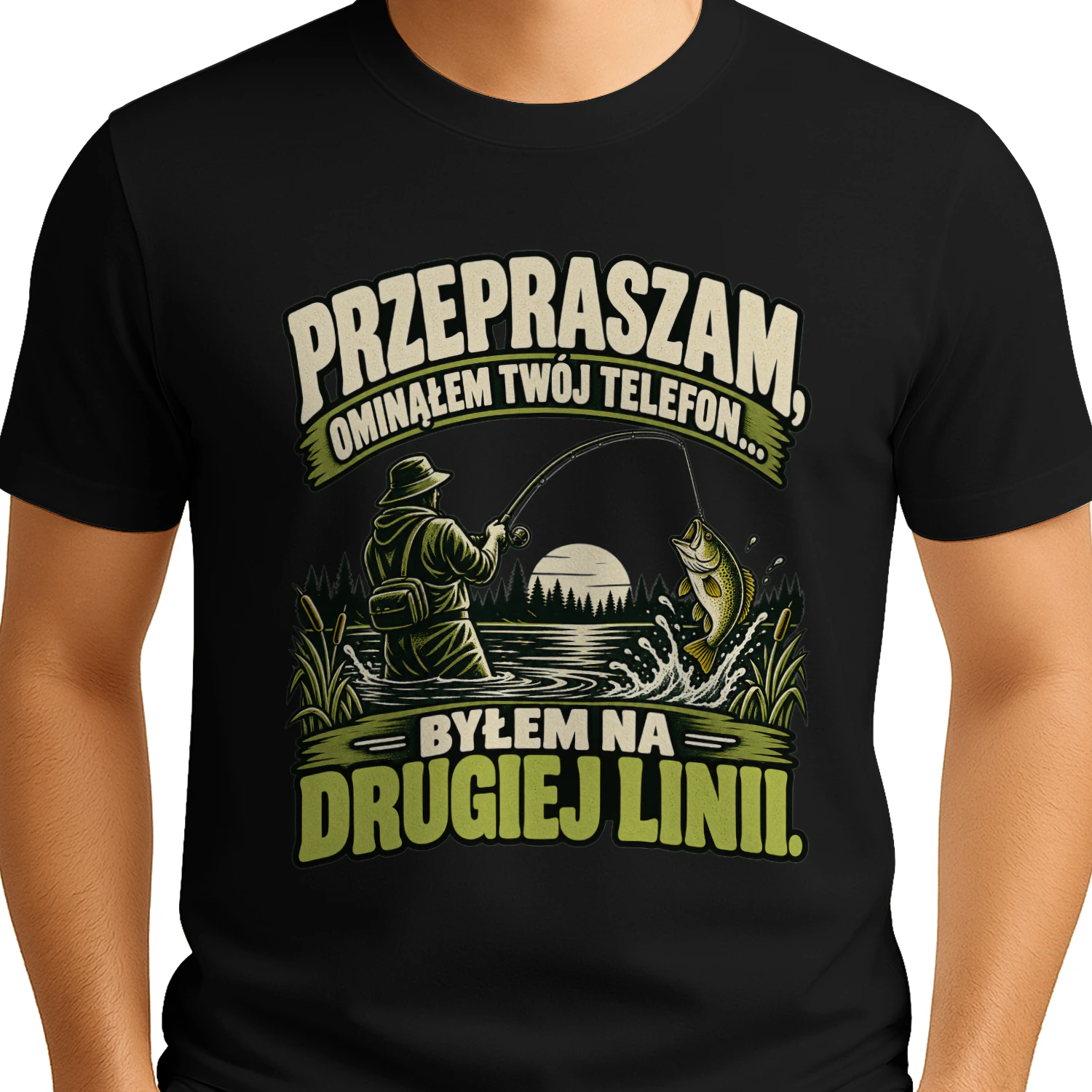 Przepraszam Ominąłem Twój Telefon Byłem na Drugiej Linii Koszulka, Śmieszny T-Shirt Wędkarski, Humor dla Wędkarza, Vintage Wędkarstwo, Prezent dla Taty i Miłośnika Ryb