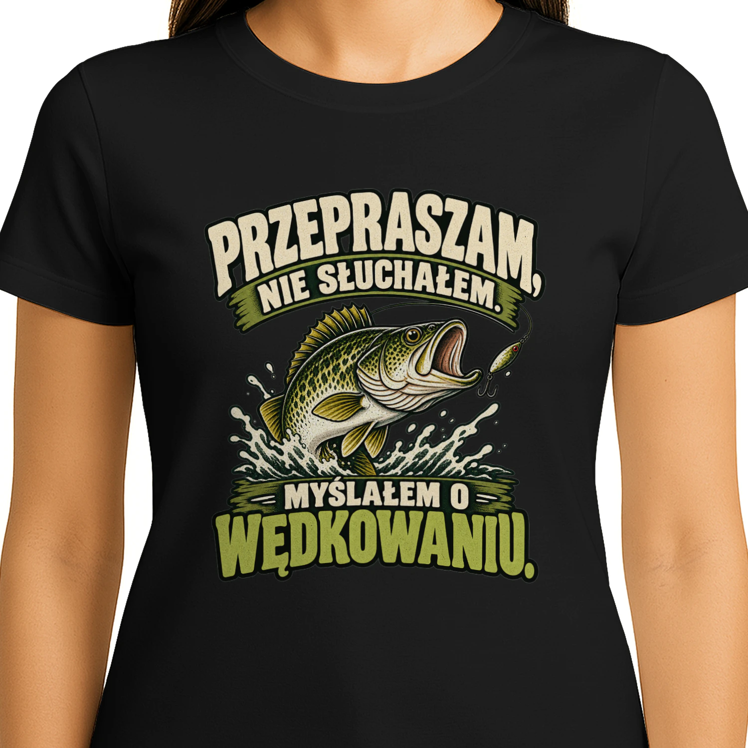 Przepraszam Nie Słuchałem Myślałem o Wędkowaniu Koszulka, Śmieszny T-Shirt Wędkarski, Vintage Ryba, Humor dla Wędkarza, Prezent dla Taty i Miłośnika Łowienia Ryb