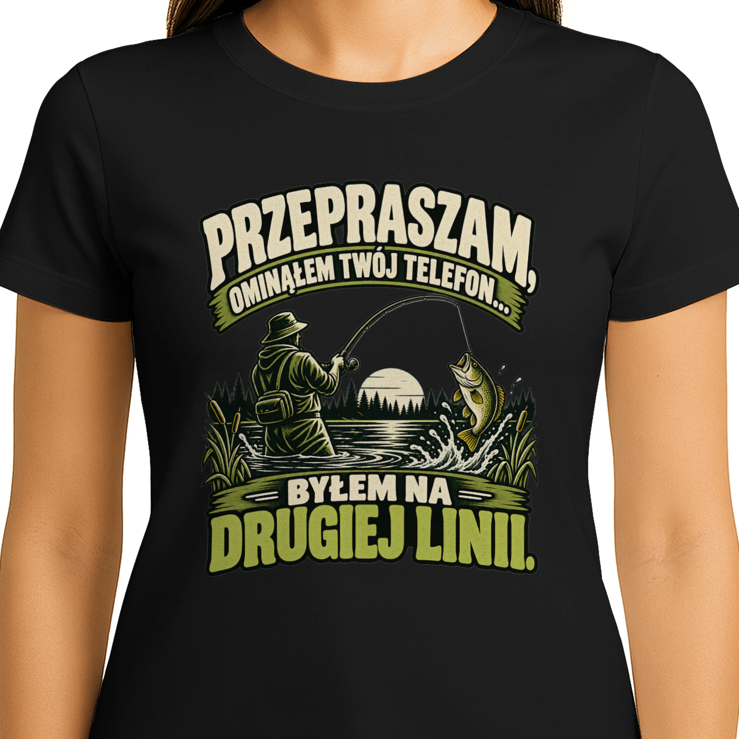 Przepraszam Ominąłem Twój Telefon Byłem na Drugiej Linii Koszulka, Śmieszny T-Shirt Wędkarski, Humor dla Wędkarza, Vintage Wędkarstwo, Prezent dla Taty i Miłośnika Ryb