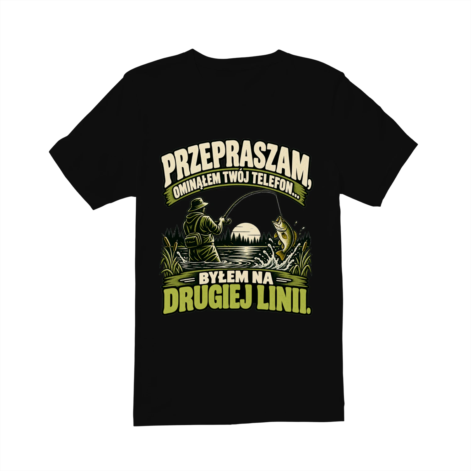 Przepraszam Ominąłem Twój Telefon Byłem na Drugiej Linii Koszulka, Śmieszny T-Shirt Wędkarski, Humor dla Wędkarza, Vintage Wędkarstwo, Prezent dla Taty i Miłośnika Ryb