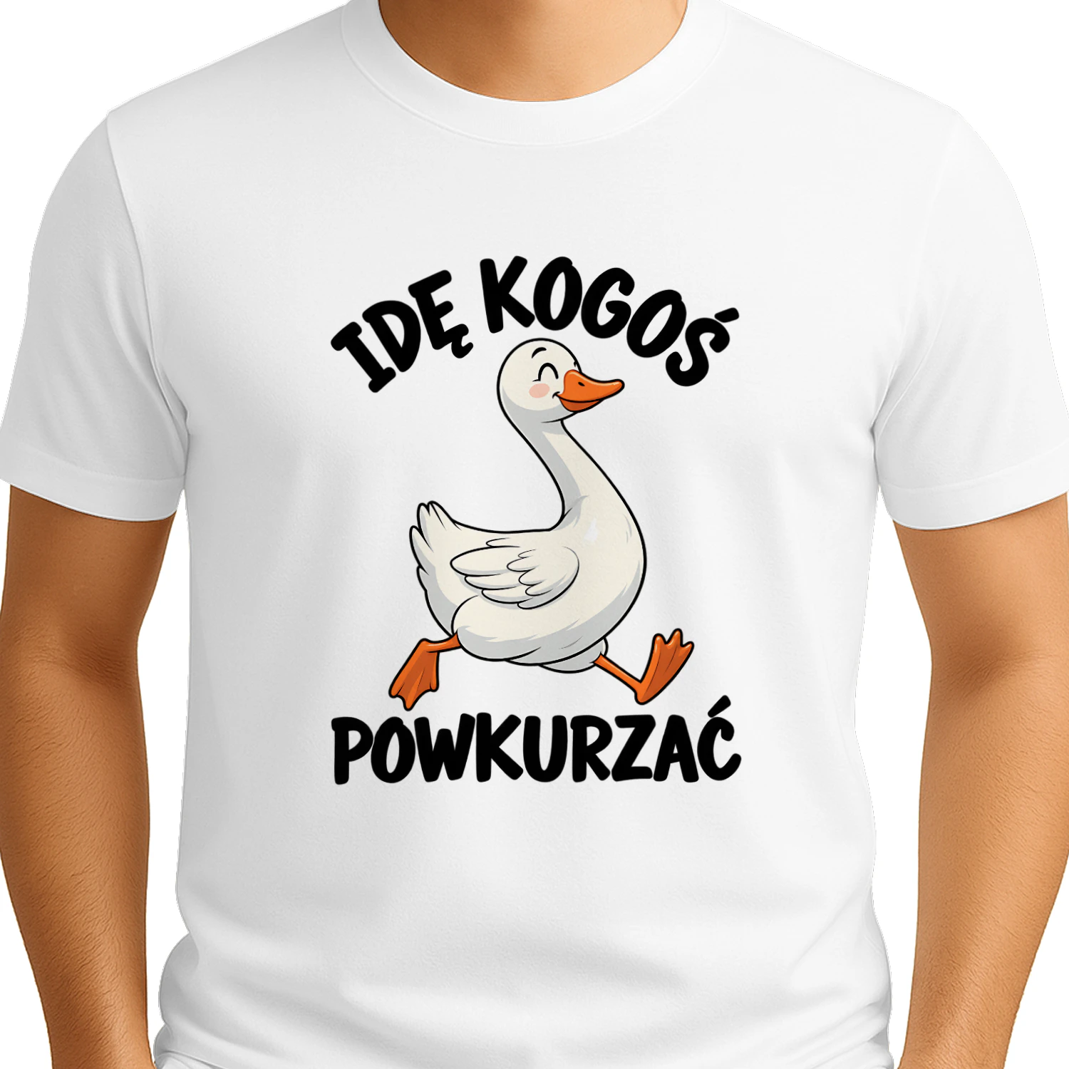 Idę Kogoś Powkurzać Koszulka, Śmieszny T-Shirt z Gęsią, Zabawna Biała Gęś, Humorystyczna Koszulka z Nadrukiem, Prezent dla Niej i Niego