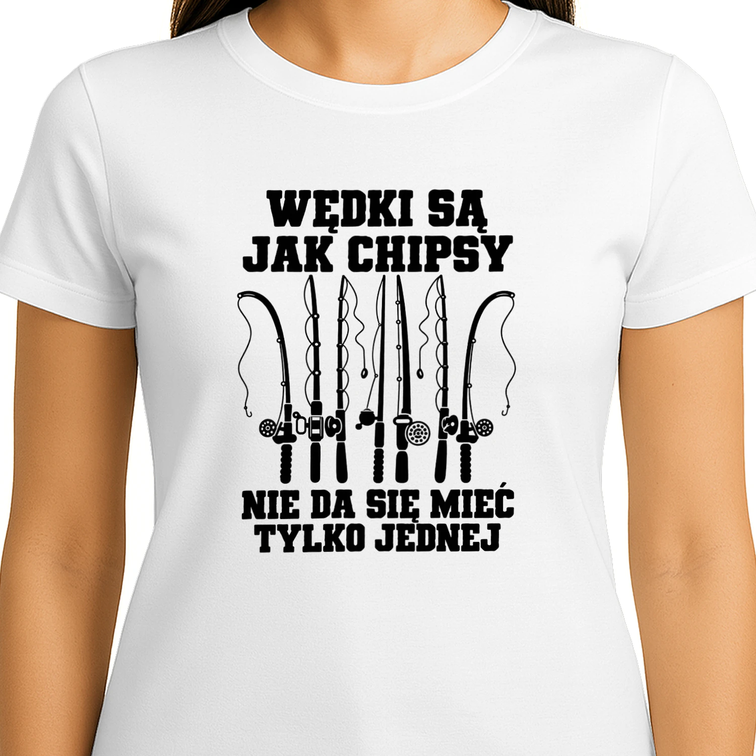Wędki Są Jak Chipsy Koszulka, Nie Da Się Mieć Tylko Jednej, Śmieszny T-Shirt Wędkarski, Humor dla Wędkarza, Prezent dla Taty i Miłośnika Łowienia Ryb