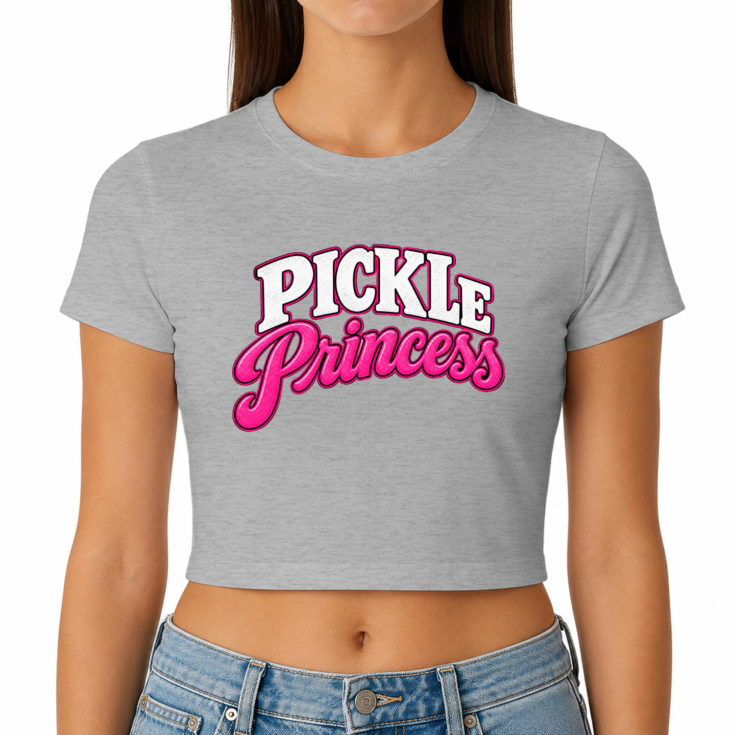 Pickle Princess Women's Cropped Tri-Blend T-Shirt, Cute Pink Pickleball Graphic Tee