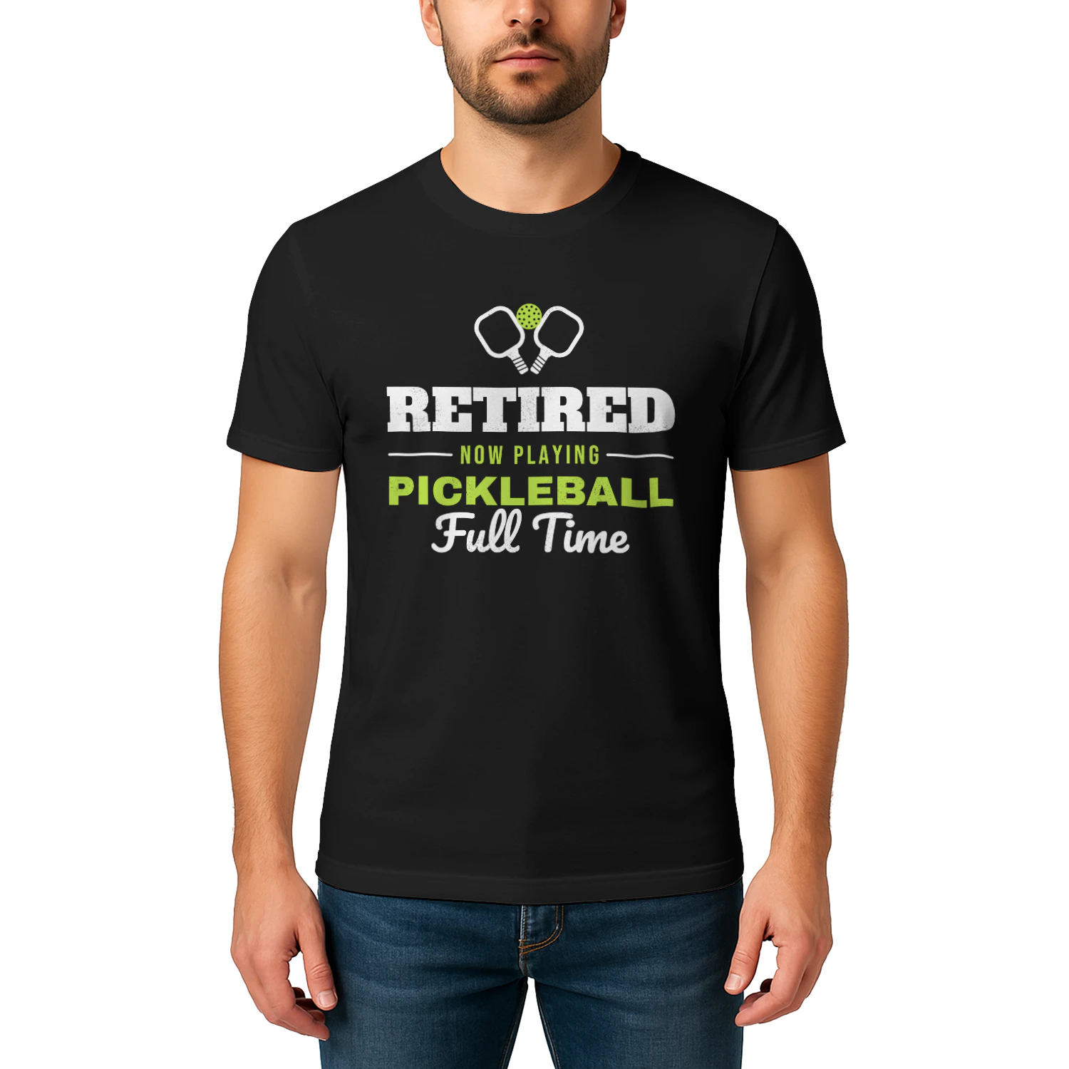Retired Now Playing Pickleball Full Time Funny Pickleball Retirement Unisex T-Shirt