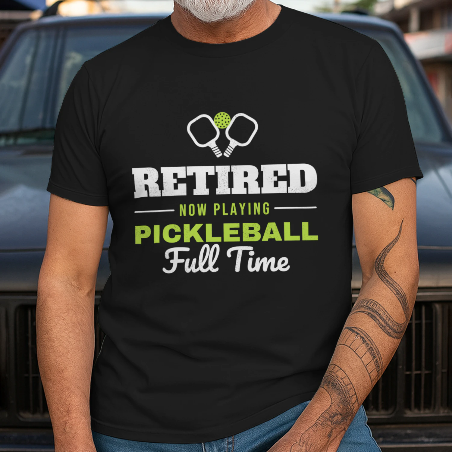 Retired Now Playing Pickleball Full Time Funny Pickleball Retirement Unisex T-Shirt