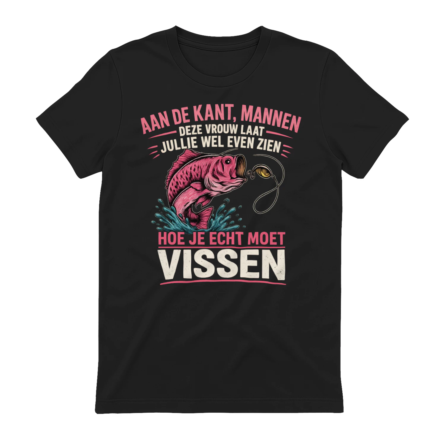 AAN DE KANT, MANNEN DEZE VROUW LAAT JULLIE WEL EVEN ZIEN HOE JE ECHT MOET VISSEN