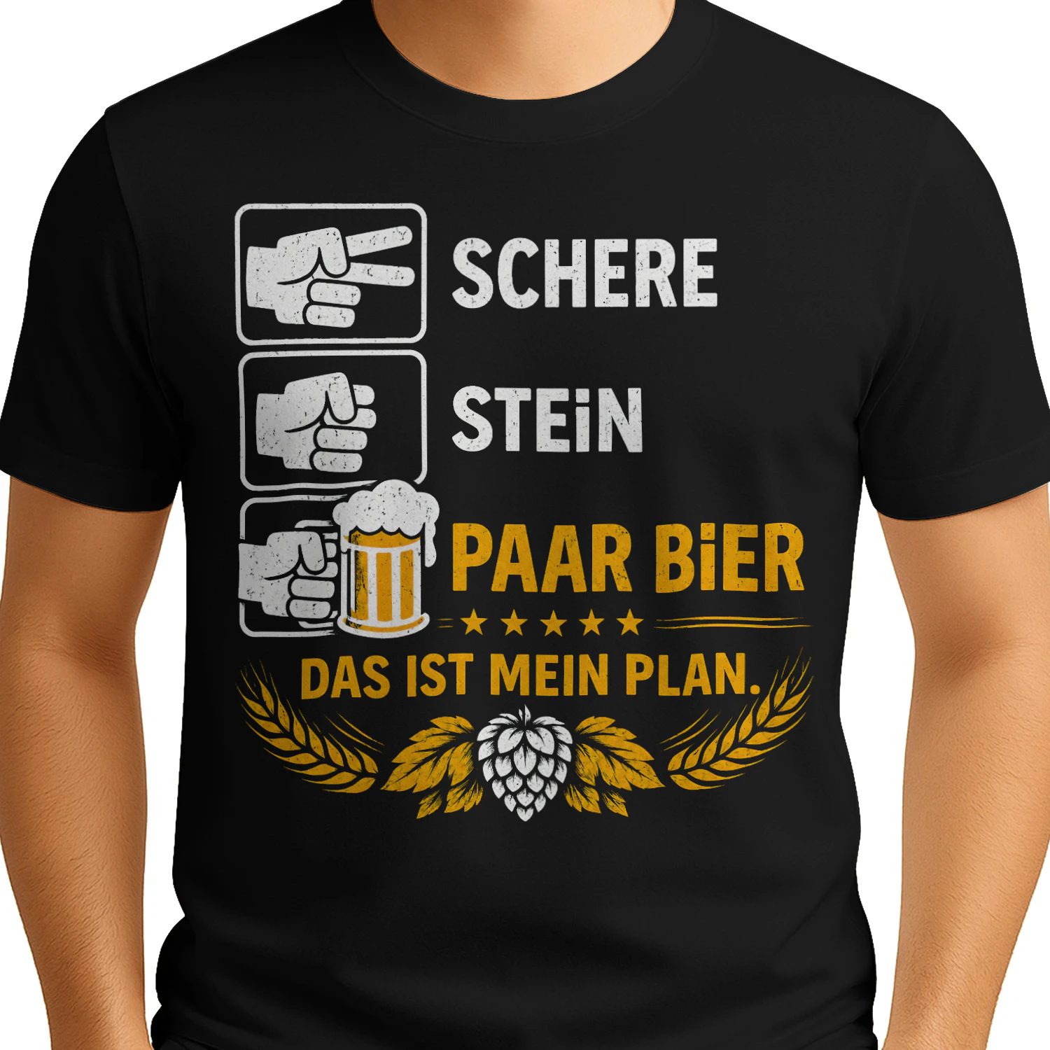 Schere Stein Paar Bier Shirt Herren – Lustiges Bier Trinken T-Shirt für Männer