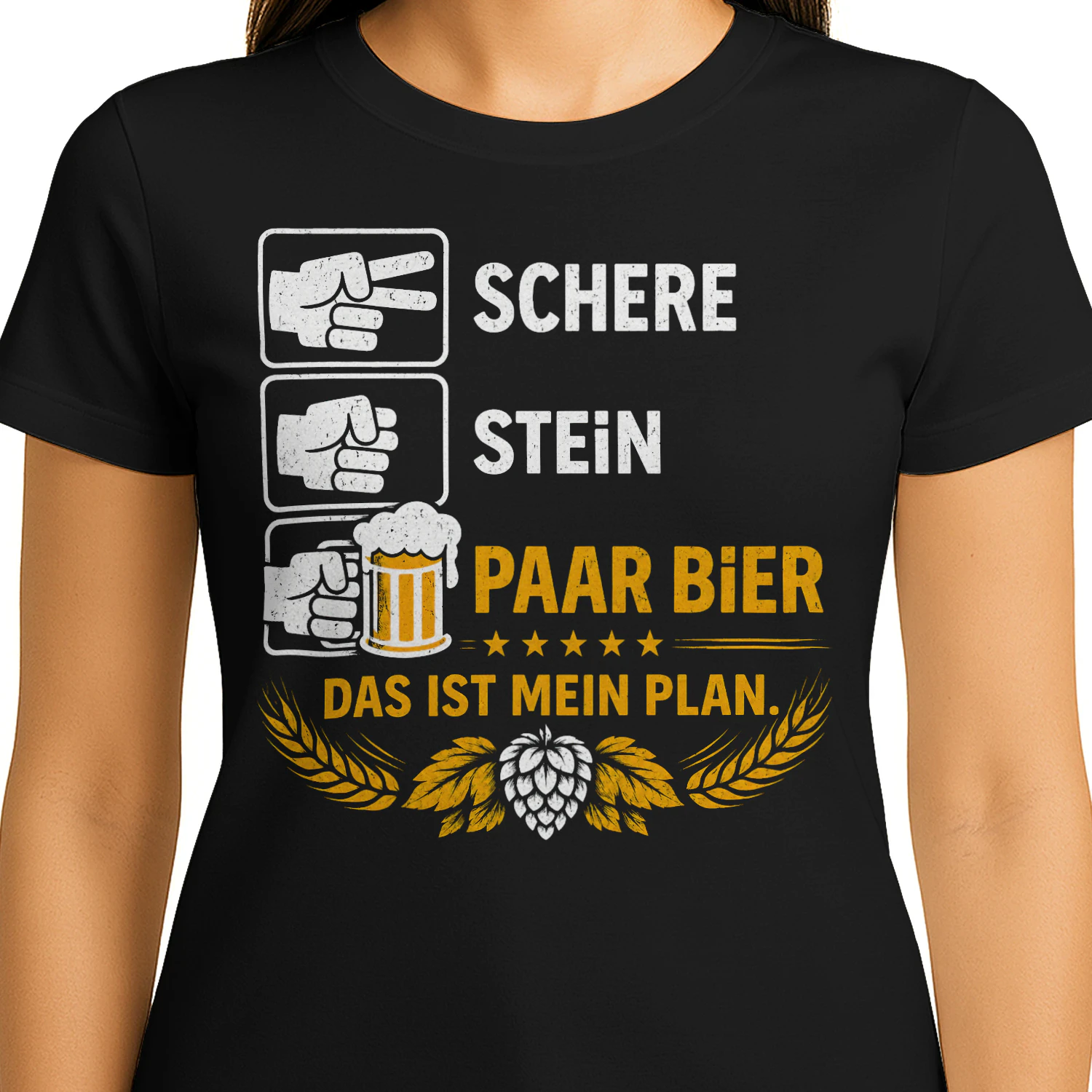 Schere Stein Paar Bier Shirt Herren – Lustiges Bier Trinken T-Shirt für Männer