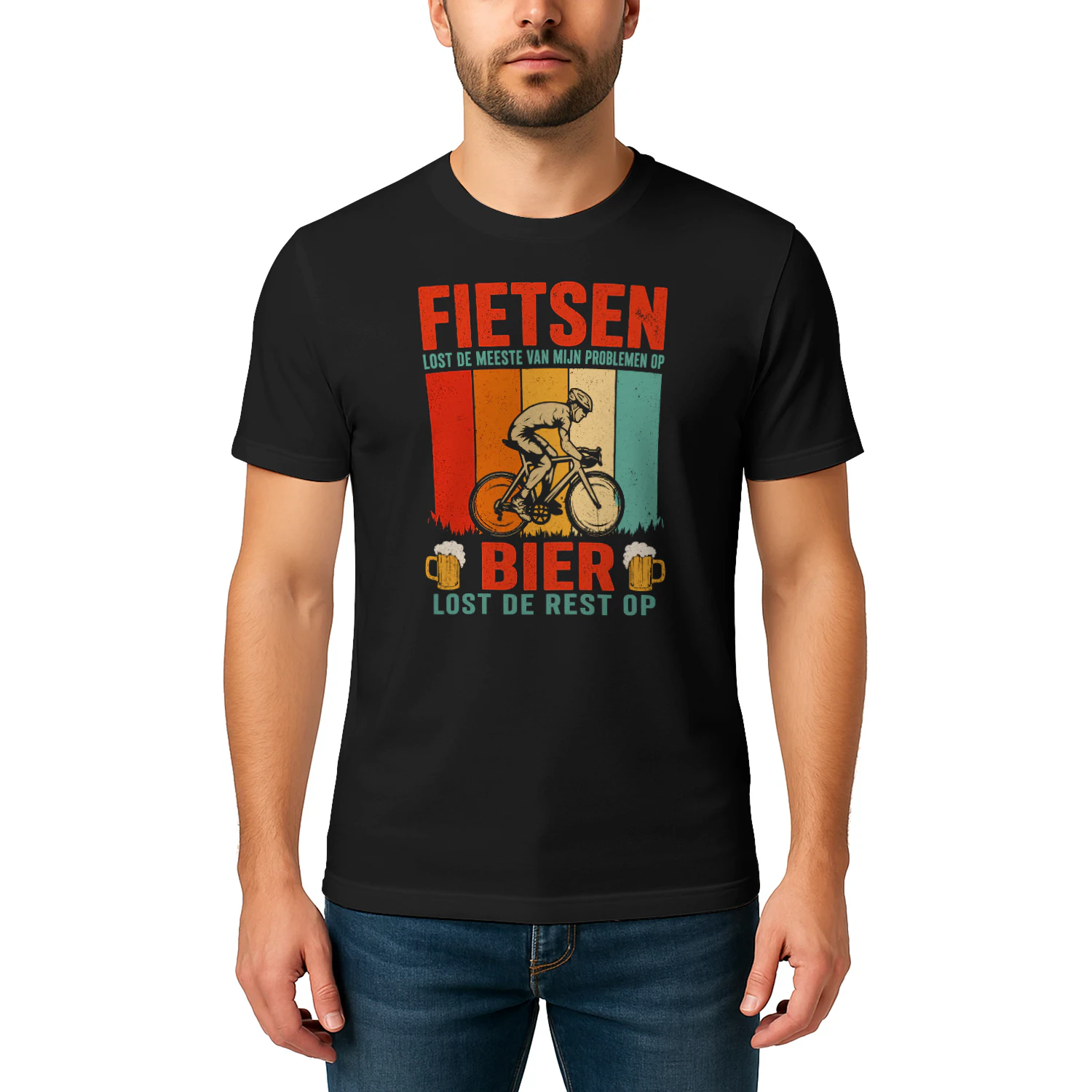 Fietsen Lost Mijn Problemen Op Bier Lost De Rest Op T-shirt
