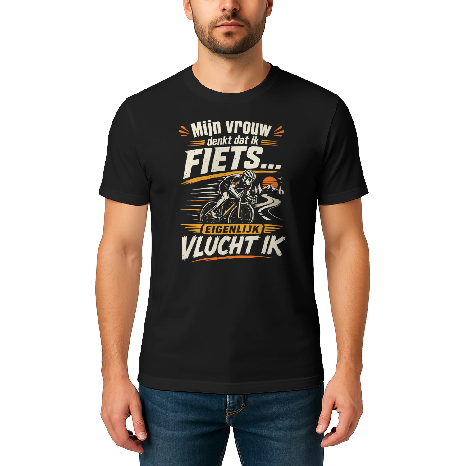 Mijn Vrouw Denkt Dat Ik Fiets Eigenlijk Vlucht Ik T-shirt