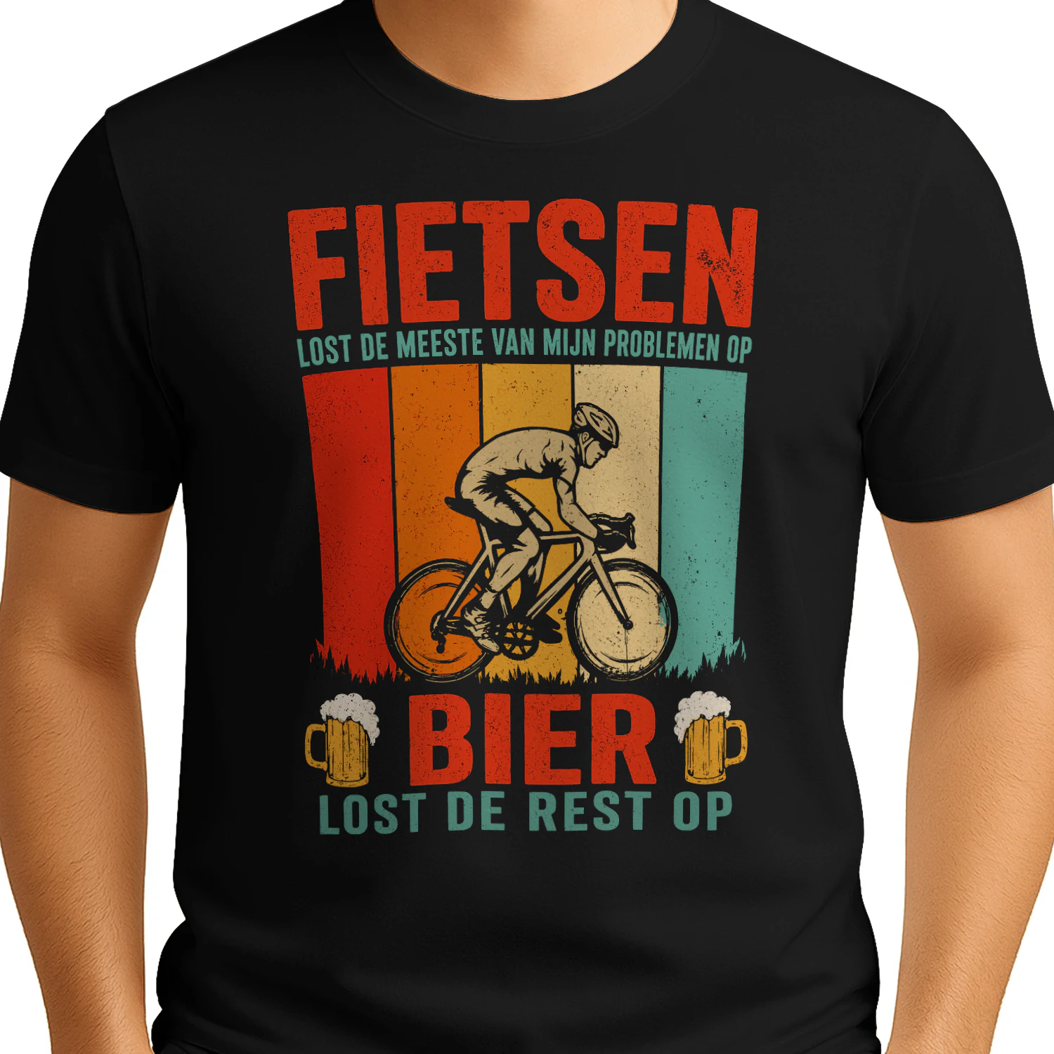 Fietsen Lost Mijn Problemen Op Bier Lost De Rest Op T-shirt