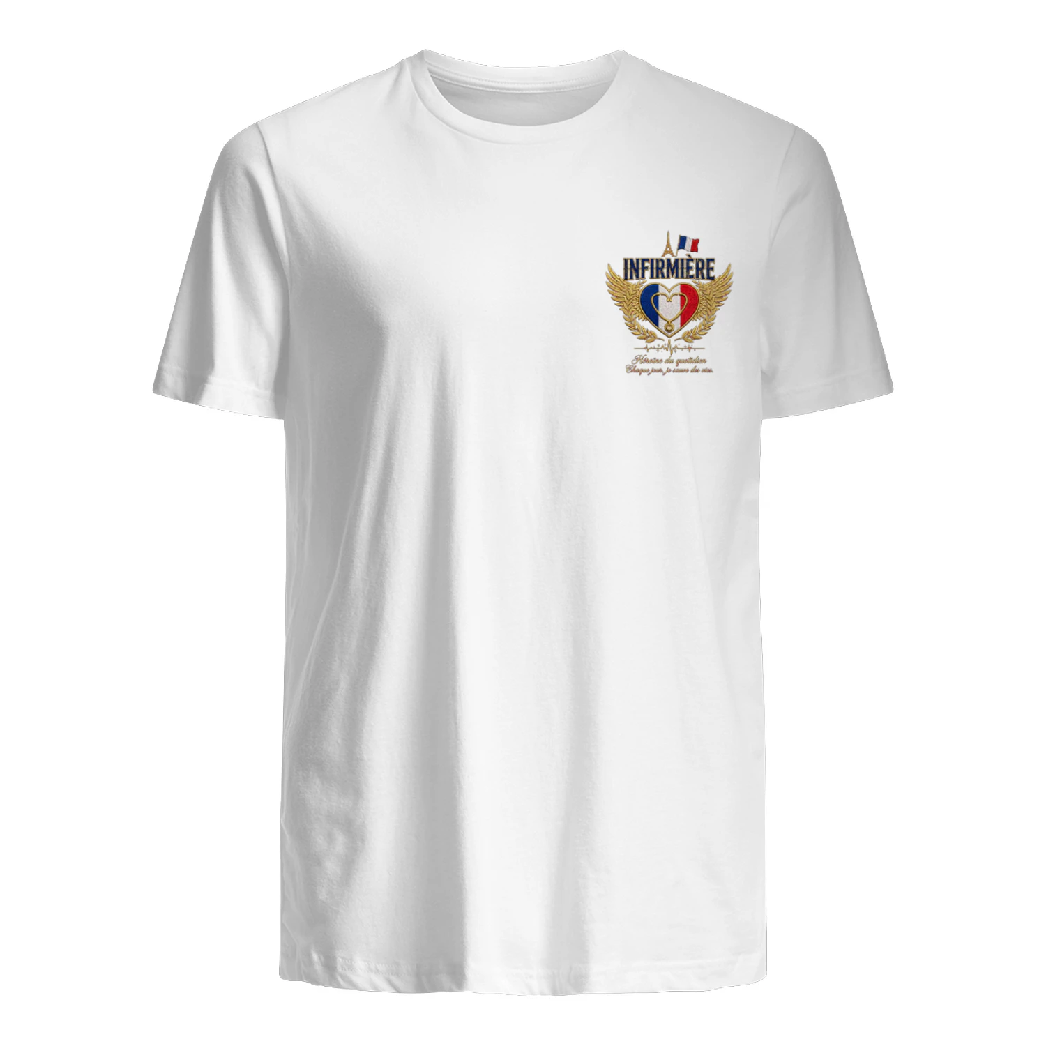 T-shirt Infirmière Française Héroïne du Quotidien - Cadeau Infirmière Personnalisé Drapeau France