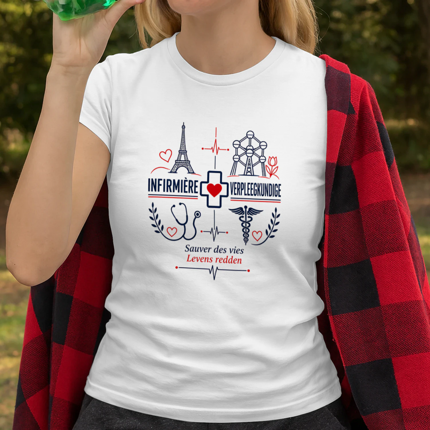 Infirmière Verpleegkundige T-Shirt | Belgium Bilingual Nurse Gift | Soignante Belge | Cadeau Infirmière | Cadeau Verpleegster | Belgian Pride