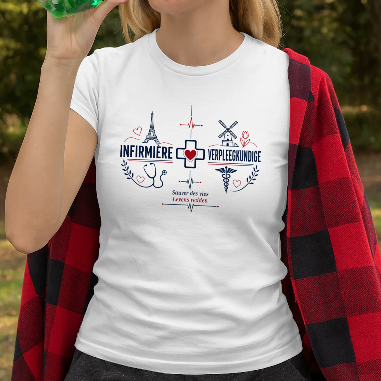 Infirmière Verpleegkundige T-Shirt | Belgium Bilingual Nurse Gift | Soignante Belge | Cadeau Infirmière | Cadeau Verpleegster | Belgian Pride