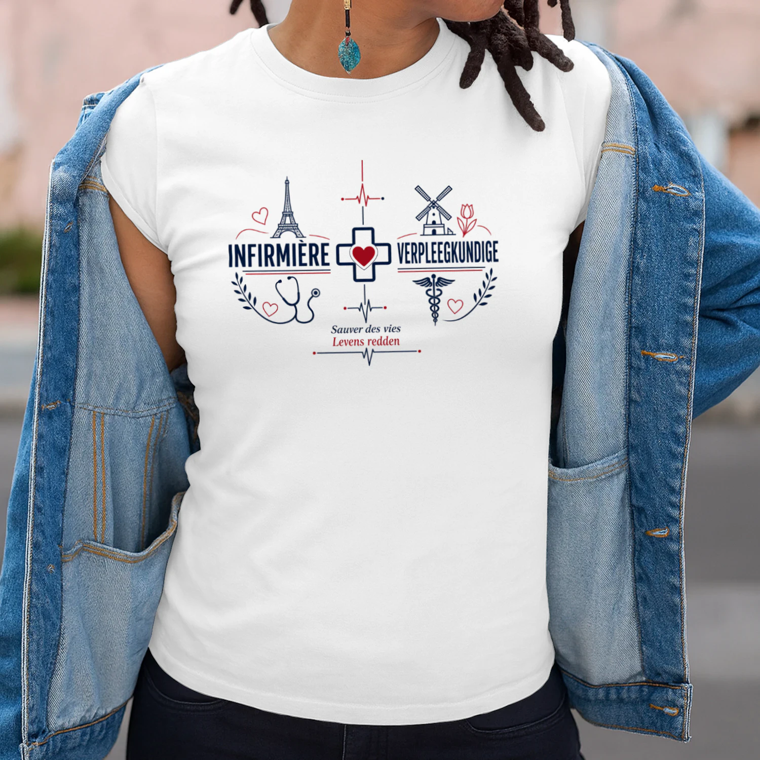 Infirmière Verpleegkundige T-Shirt | Belgium Bilingual Nurse Gift | Soignante Belge | Cadeau Infirmière | Cadeau Verpleegster | Belgian Pride