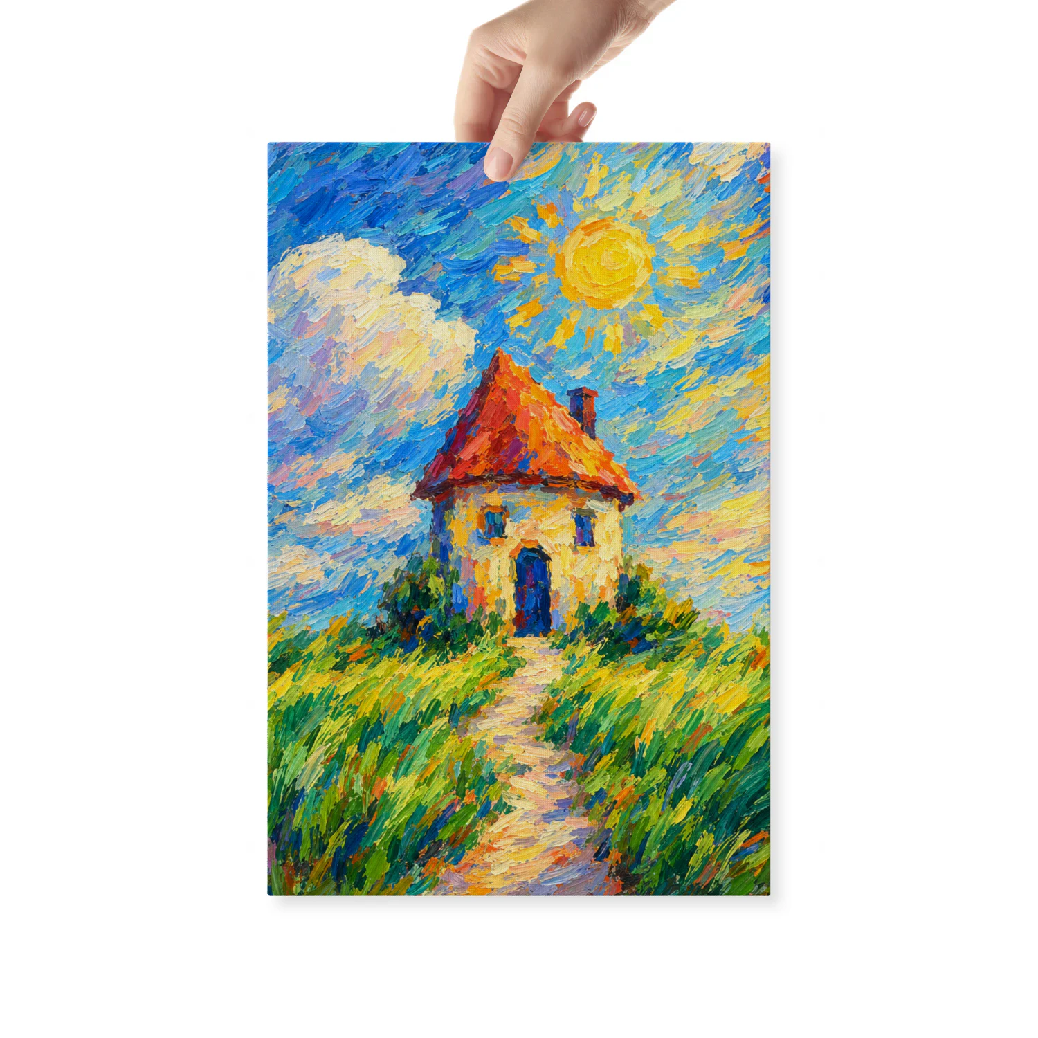 Impressionist Countryside Cottage Painting | Colorful Landscape Art