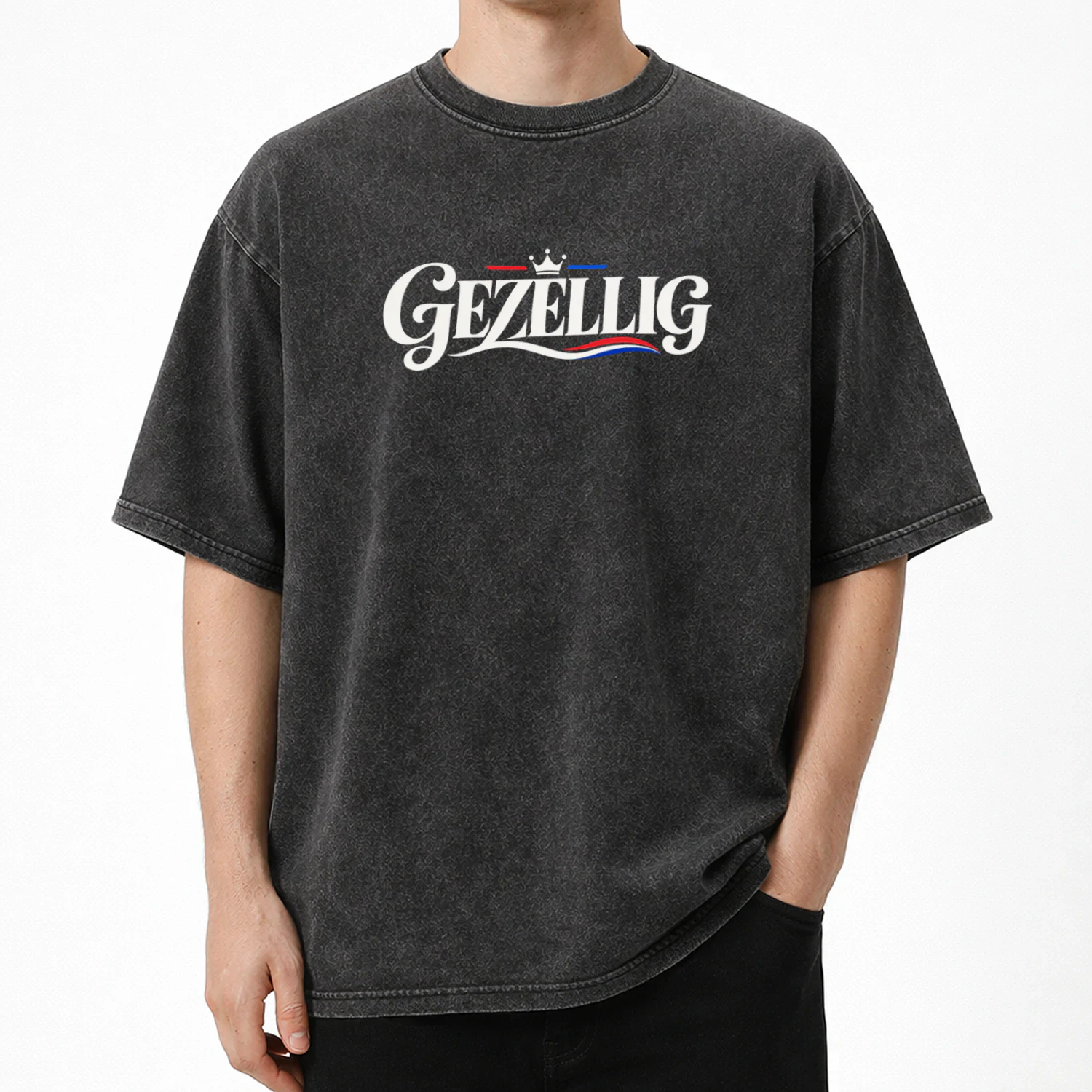 GEZELLIG – Zwaar Oversized T-shirt met Acid Wash