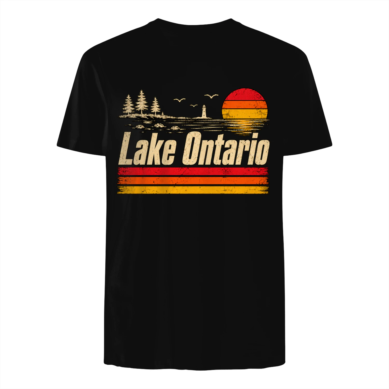 Lake Ontario Retro Classic Unisex T-shirt Vintage Great Lakes Sunset Tee, Cottage Lake Gift for Boaters & Travelers